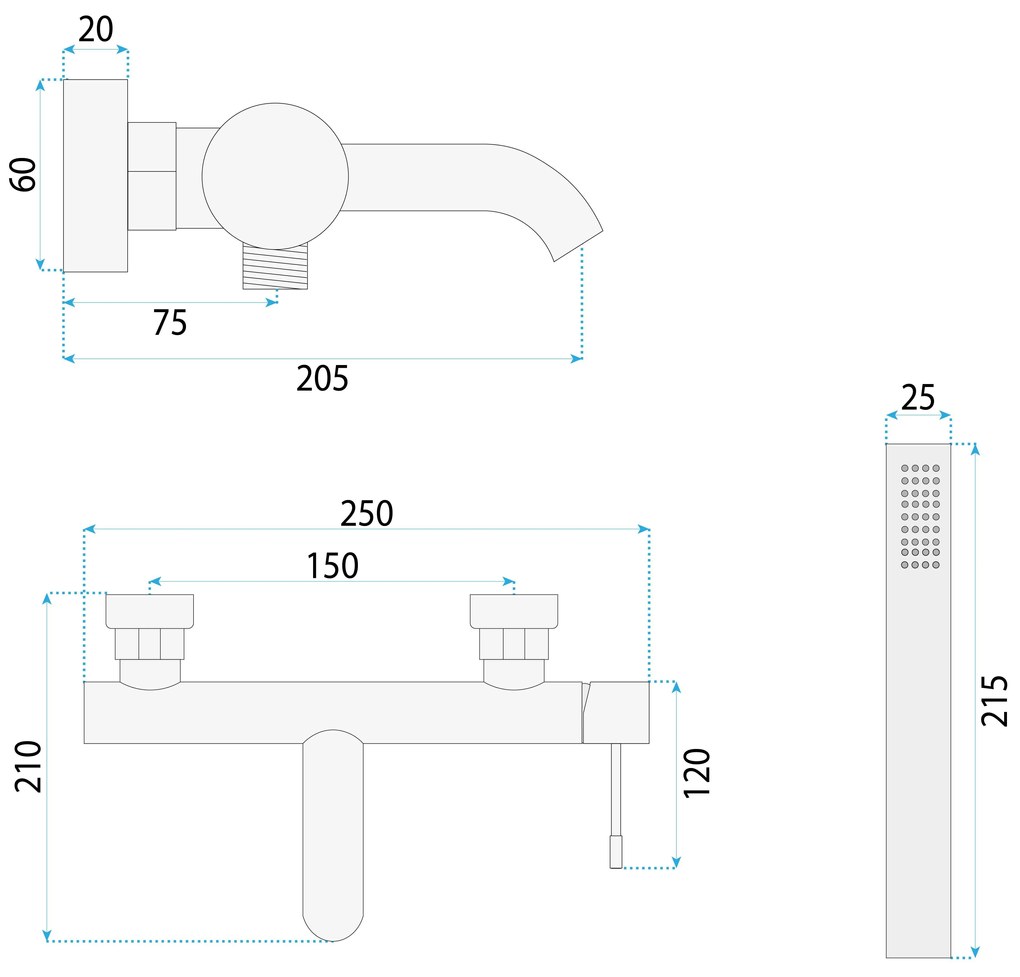 Смесител за вана Rea Lungo Diamond Copper