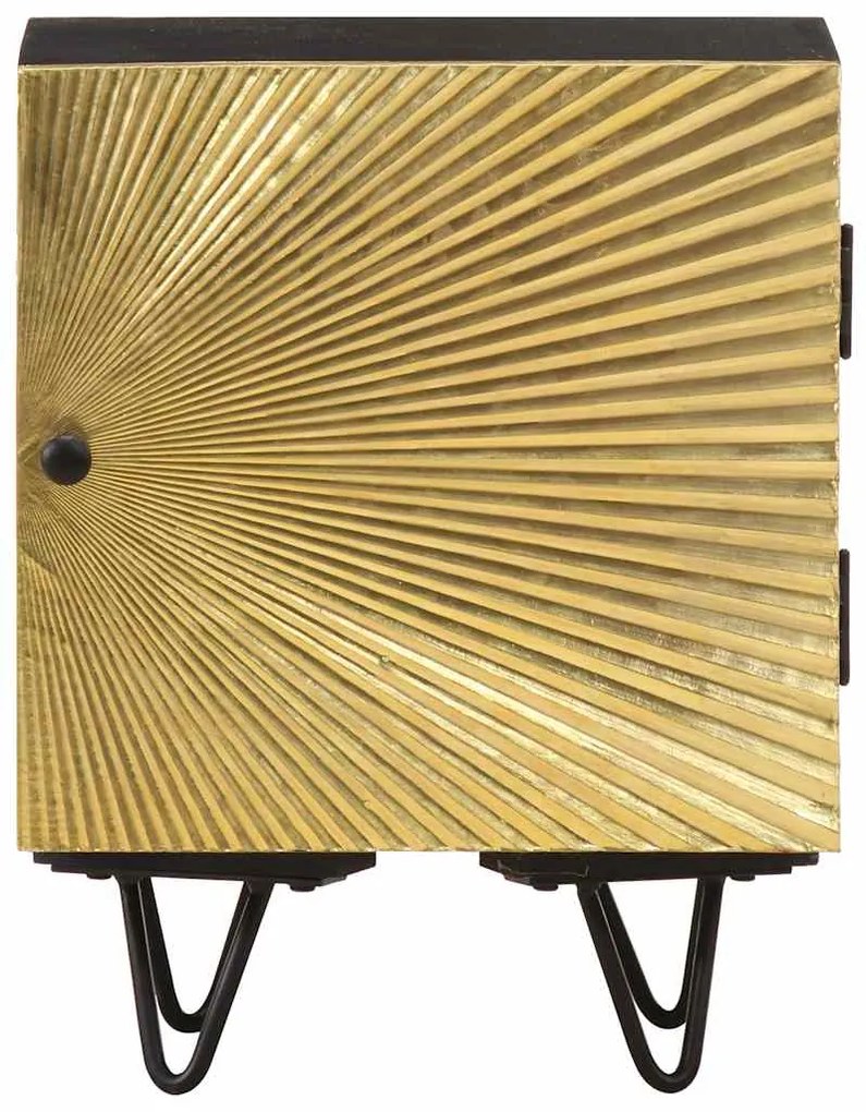 322680 vidaXL Нощно шкафче с месингова предна част 40x30x50 см манго масив