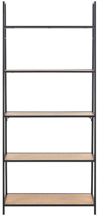 Черен/естествен стелаж от декор от дъб 77x175 cm Seaford – Actona