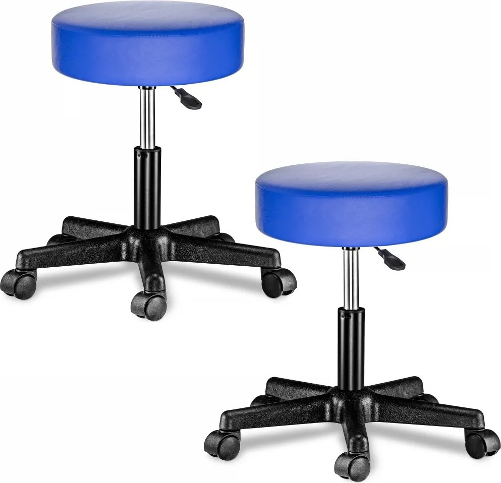 Козметичен стол на колелца 360°, регулируем - комплект от 2 Сив