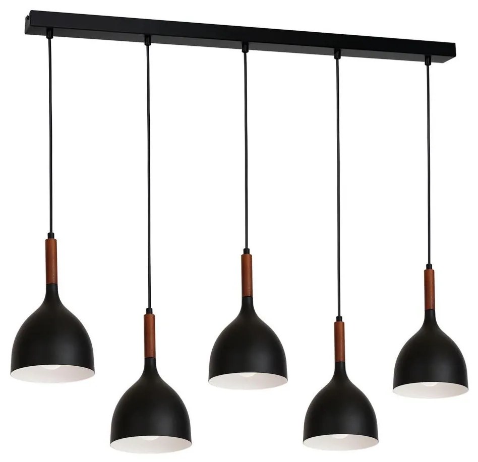 Пендел NOAK WOOD 5xE27/15W/230V черен/бук