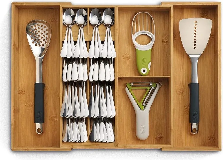 Регулируем бамбуков органайзер за прибори в естествен цвят 32 x 40 cm DrawerStore Bamboo – Joseph Joseph