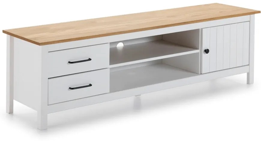 Бяла маса за телевизор от масивен бор 158x47 cm Miranda – Marckeric