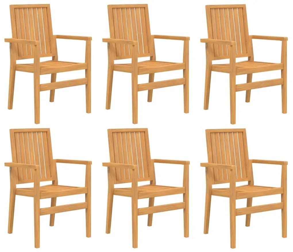 3157902 vidaXL Стифиращи градински столове 6 бр 56,5x57,5x91 см тик масив