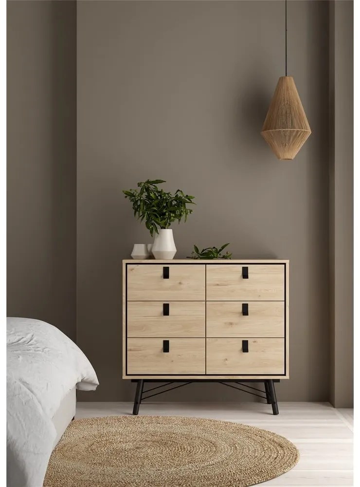 Нисък скрин с дъбов декор в естествен цвят 102x99 cm Ry - Tvilum