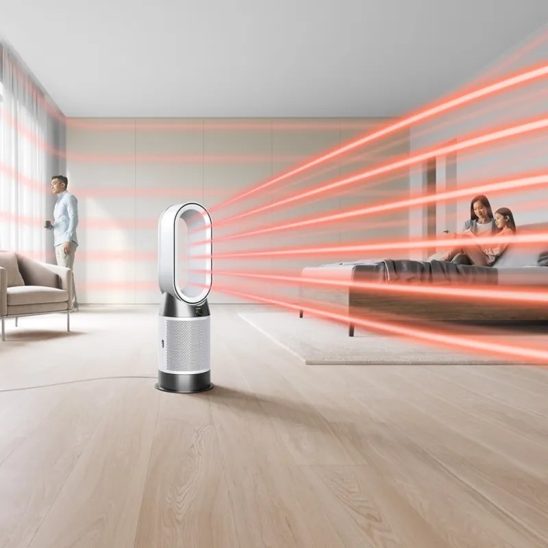 Пречиствател въздух 2в1 Dyson Purifier Hot+Cool HP1 544826-01, Отоплител, 50W, 30 м2, 287 l/s, 10 скорости, Air Multiplier™, Wi-Fi, Bluetooth, Осцилация, Бял/сребрист