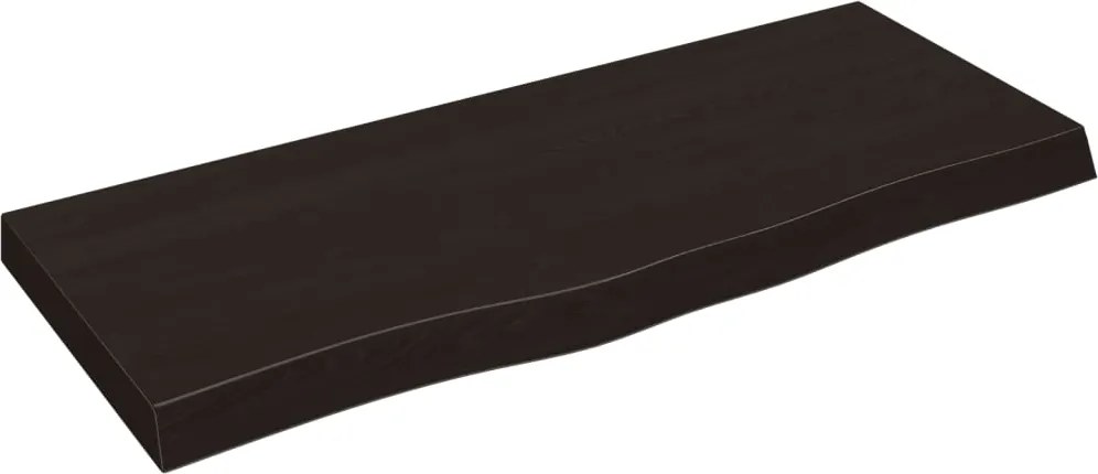 3156427 vidaXL Плот за маса тъмнокафяв 100x40x(2-6) см обработен масивен дъб