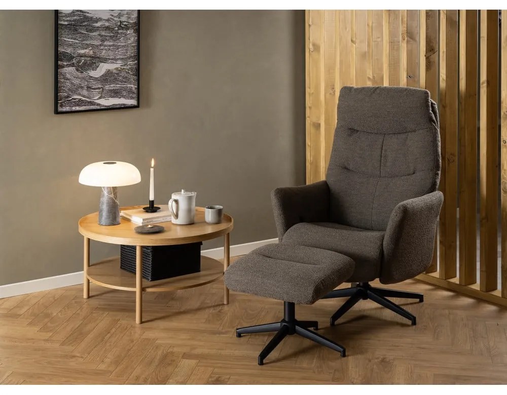 Сиво-кафяв фотьойл за релаксация от плат букле London – Actona