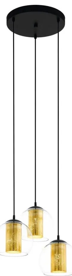 Eglo 79458 - Полилей на кабел BOLSANO 3xE27/28W/230V златист/черен