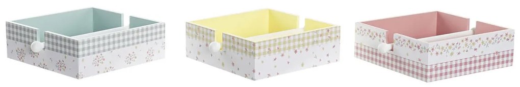 Пръстен за Салфетки DKD Home Decor Vichy Sweet Метал MDF (22 x 18 x 6 cm) (3 броя)
