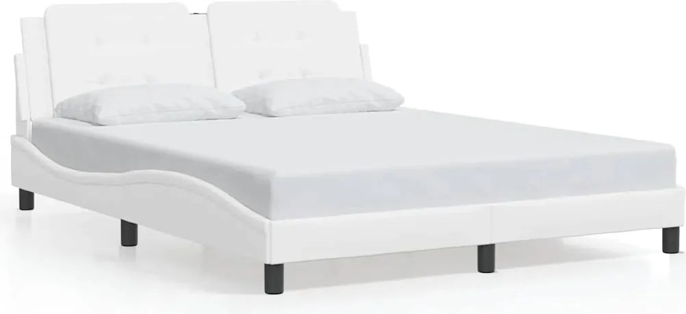 3208192 vidaXL Рамка за легло без матрак Zadar, бяла, 160x200 см, изкуствена кожа