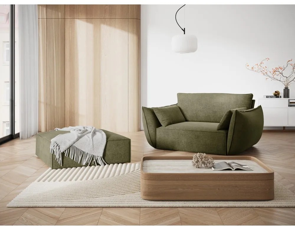 Зелена шенилова табуретка Vanda – Mazzini Sofas