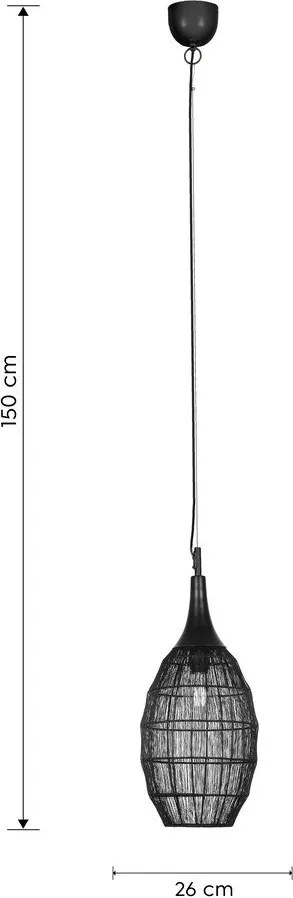 Матово черно висящо осветително тяло с метален абажур Soraya – Trio