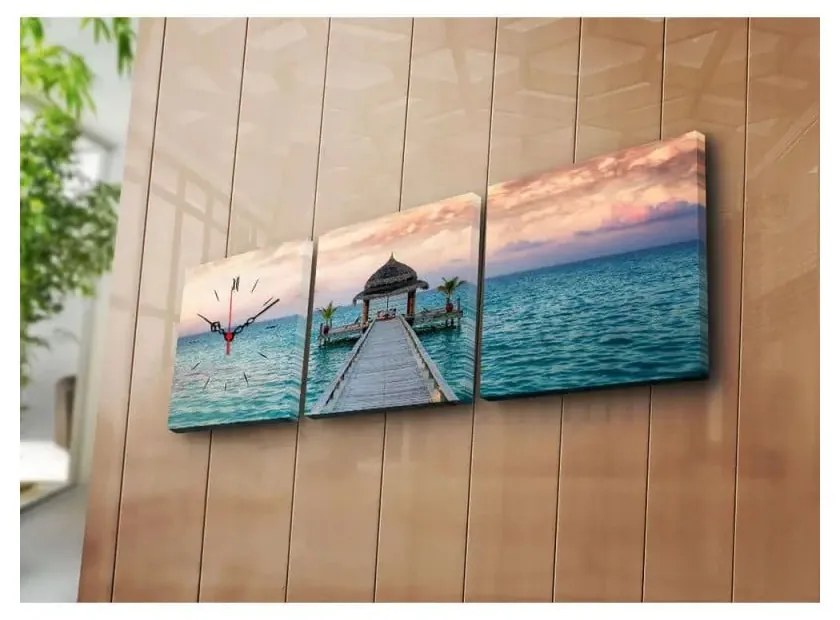 Картинен часовник На кея, 90 x 28 cm - Wallity