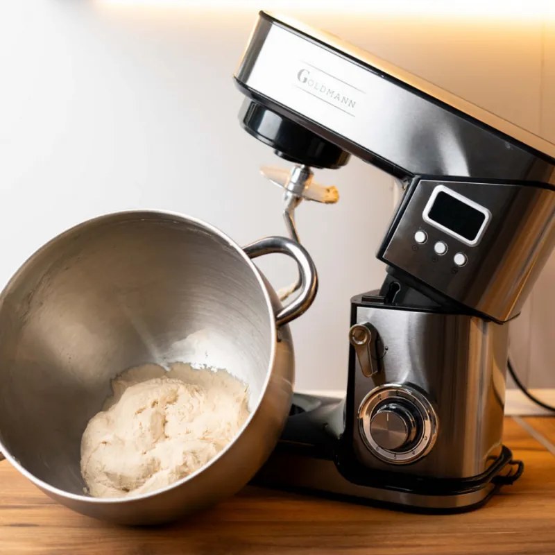 Планетарен миксер Goldmann GM-1115ED, 2800W, 10 л, 6 скорости + импулси, Таймер, Иноксова купа, LED, Инокс