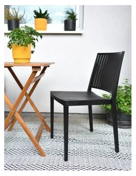 Черен пластмасов градински стол Bars - Rojaplast