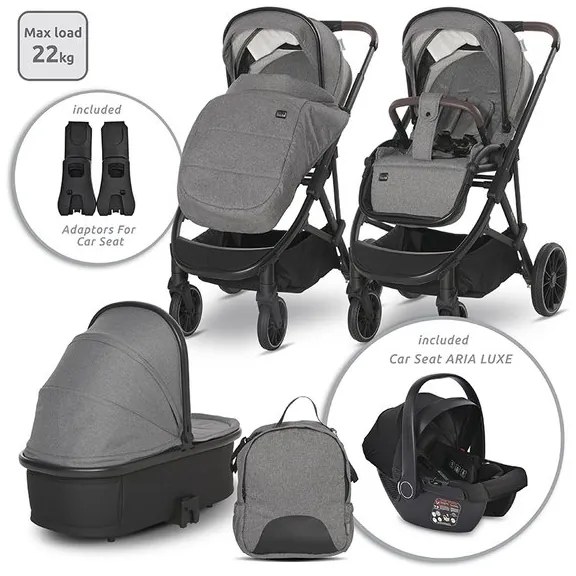 Бебешка количка 3в1 ARIA LORELLI - GREY