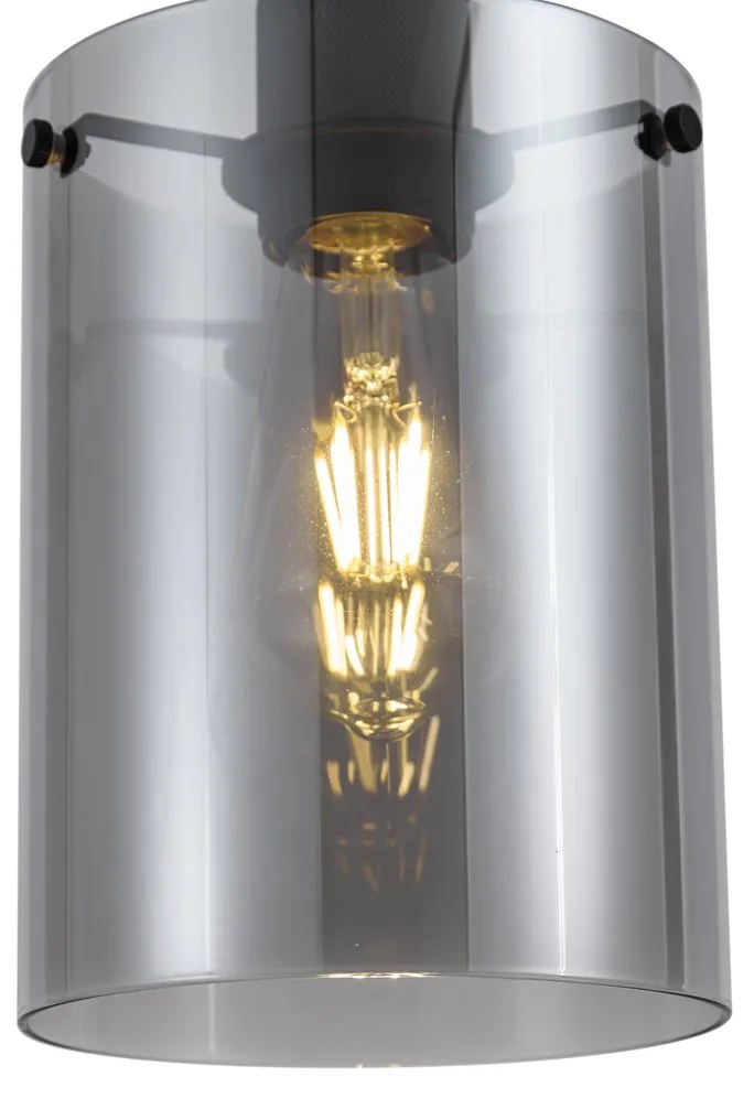 Дизайнерска висяща лампа черна с димно стъкло - Domo