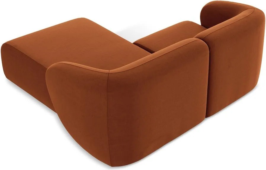 Теракотен кадифен ъглов диван (десен ъгъл) Lani – Makamii