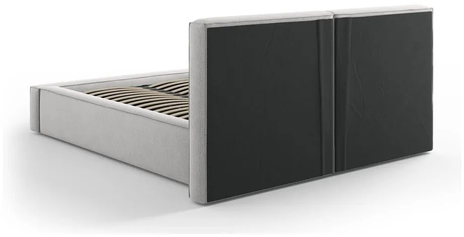 Светлосиво тапицирано двойно легло с място за съхранение и решетка 140x200 cm Arendal - Cosmopolitan Design