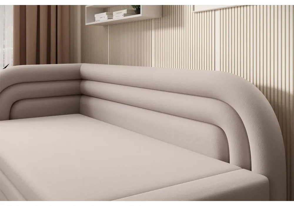 Бежов кадифен разтегателен диван с място за съхранение ляв ъгъл 223 cm Fabillo – ELTAP