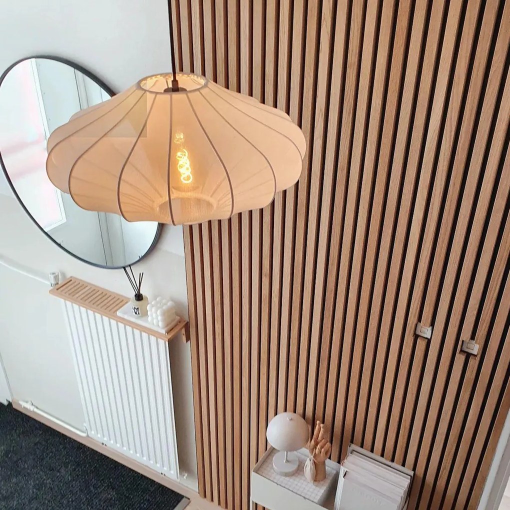 Дизайнерски висящ лампион Бял коприна 50 см - Plu