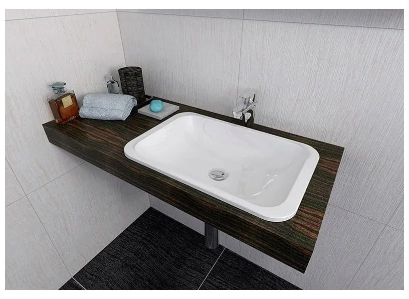 Бяла мивка от отлят мрамор 55x36 cm Japura – Sapho