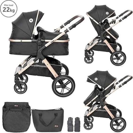 Комбинирана бебешка количка VIOLA LORELLI - Black DIAMONDS