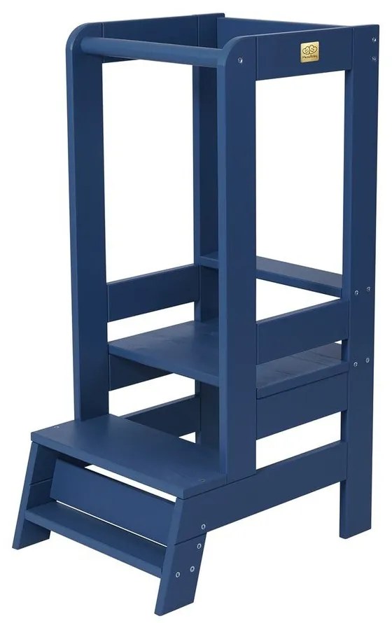 Синя учебна кула от масивен бор Montessori – Meowbaby
