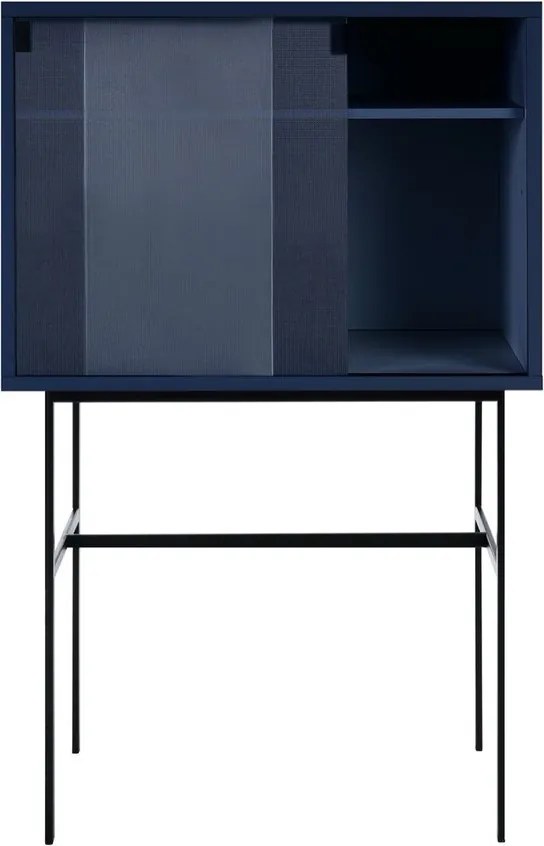 Тъмносиня витрина с плъзгащи се врати 70x109x40 cm Lekko – noo.ma