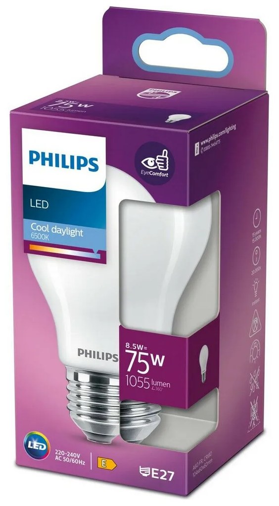 LED крушка Philips Standard Ø 6 x 10,4 cm E27 8,5 W E 1055 lm (6500 K)