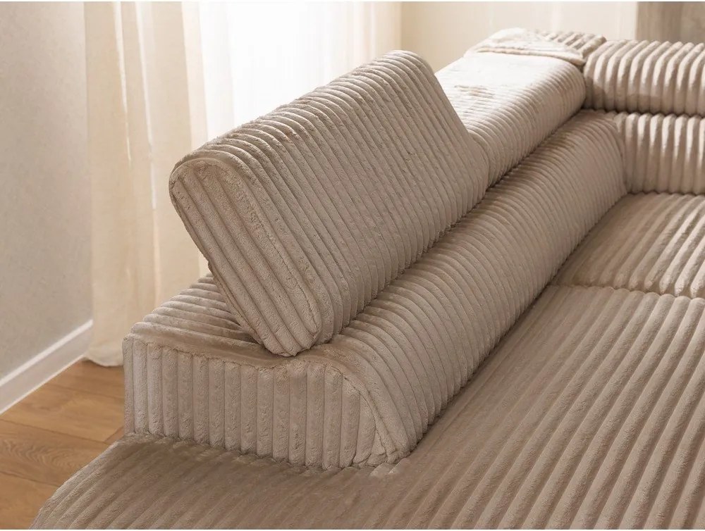 Кафяв ъглов диван от рипсено кадифе (ляв ъгъл L форма) Marbeya – Ropez