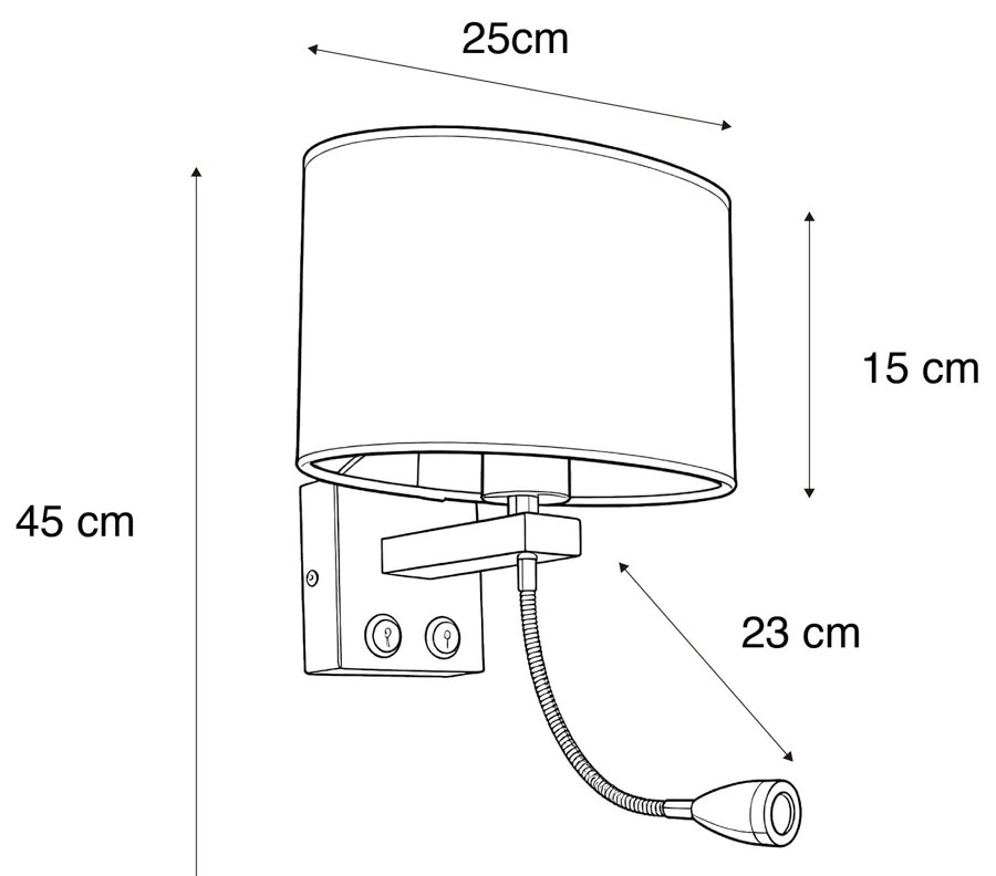 Стенна лампа месинг с овален велурен абажур с дизайн на листа 25см - Brescia Combi