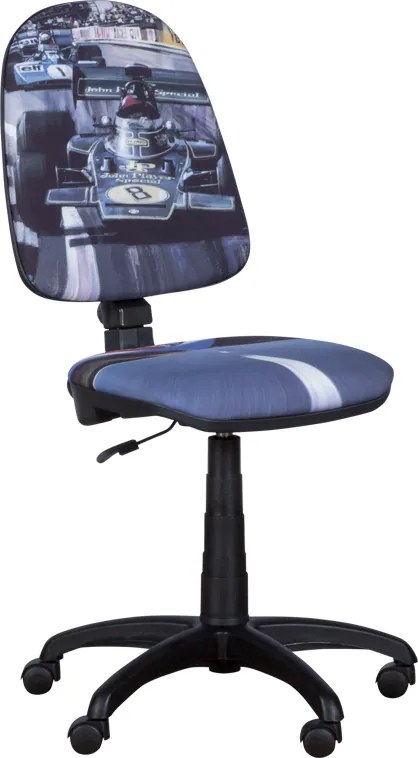 Детски стол Carmen Prestige болид, До 120 кг, Заключване на облегалката във всяка позиция, Коригиране на дълбочина на седалката, Сив/син