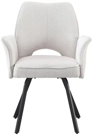 ТУЛИП Светло бежово (тъкан UF980-02) - МОДЕРЕН ТАПИЦИРАН СТОЛ С ПОДЛАКЪТНИЦИ ЗА ДНЕВНА/ТРАПЕЗАРИЯ/ОФИС ЛОФТ