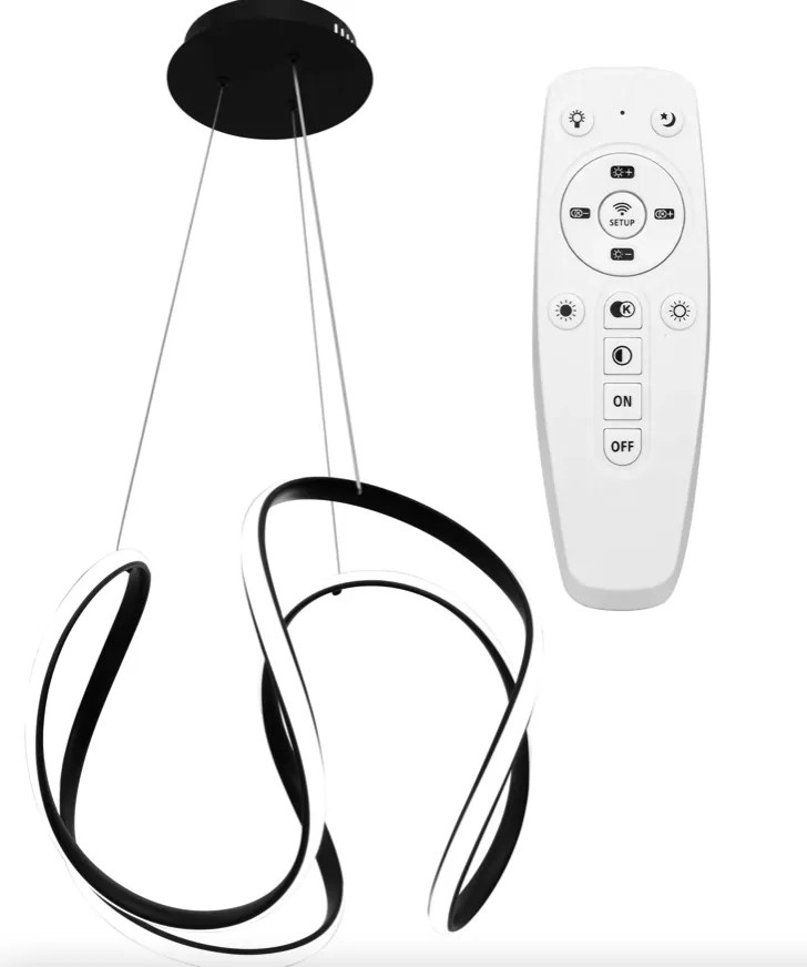 Елегантна модерна LED светлина за таван с дистанционно управление Черен