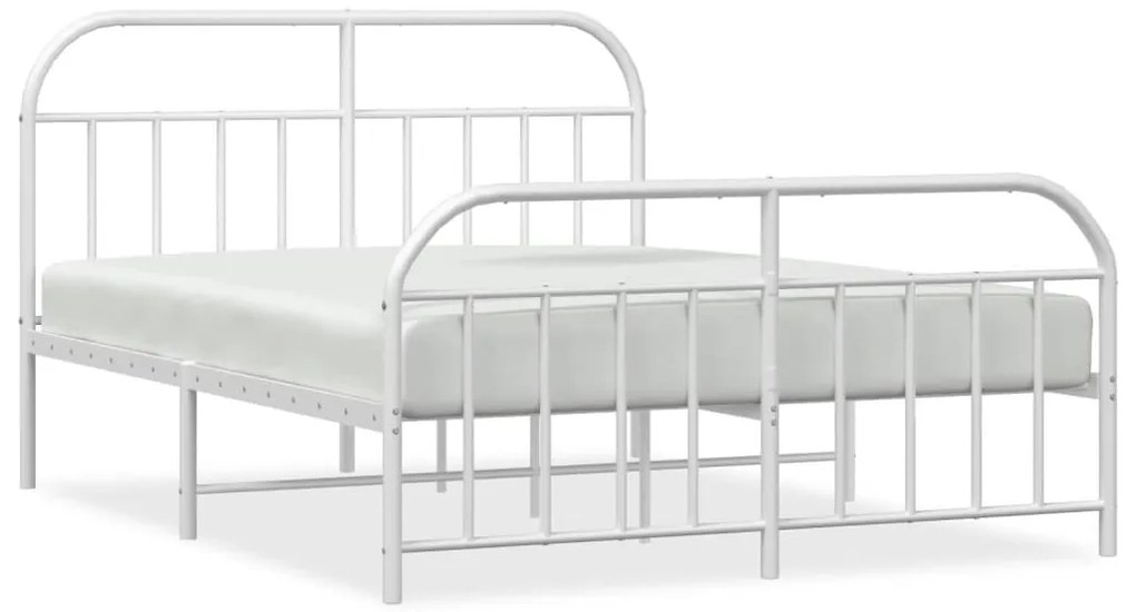 353705 vidaXL Метална рамка за легло с горна и долна табла, бяла, 160x200 см