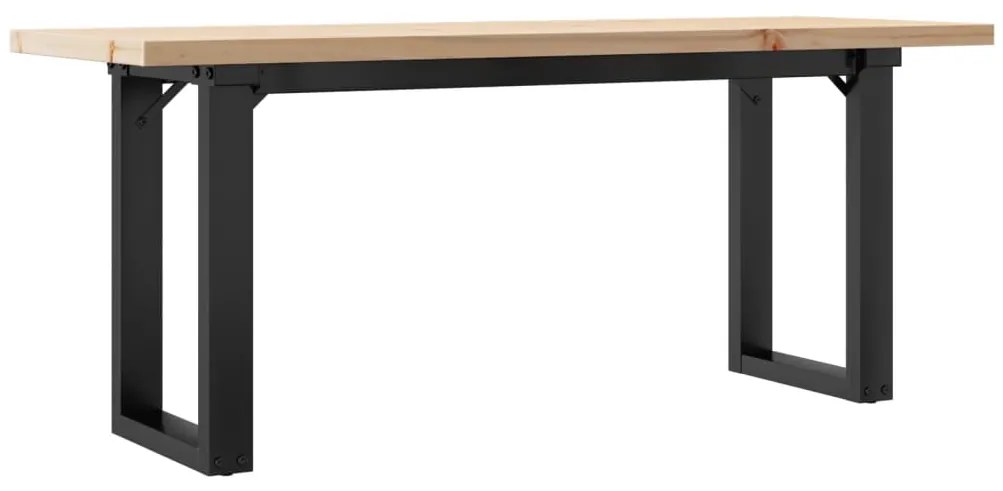 3282733 vidaXL Кафе маса О-образна рамка 110x40x45,5 см бор масив и стомана