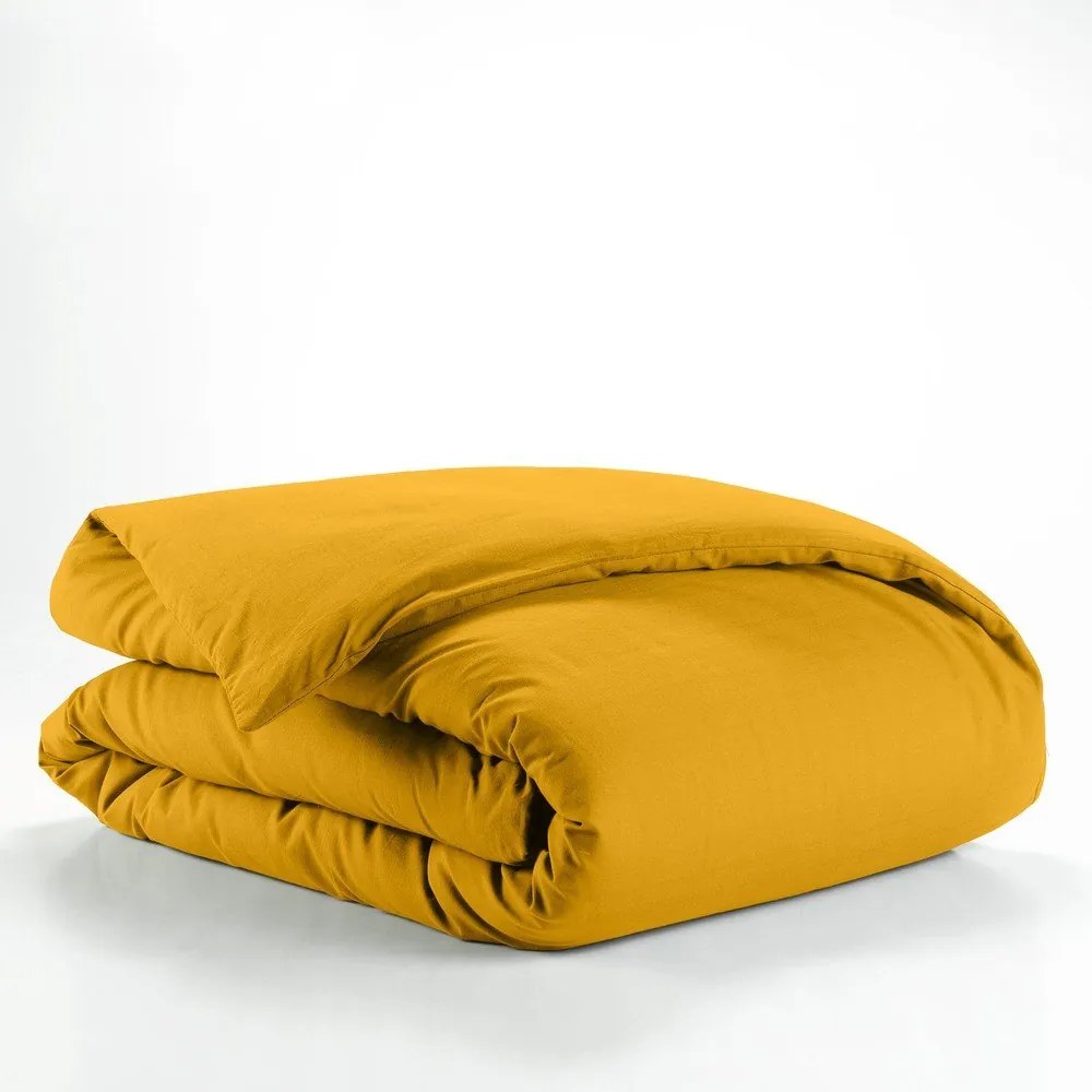 Жълта единична памучна олекотена завивка 140x200 cm Lina – douceur d'intérieur