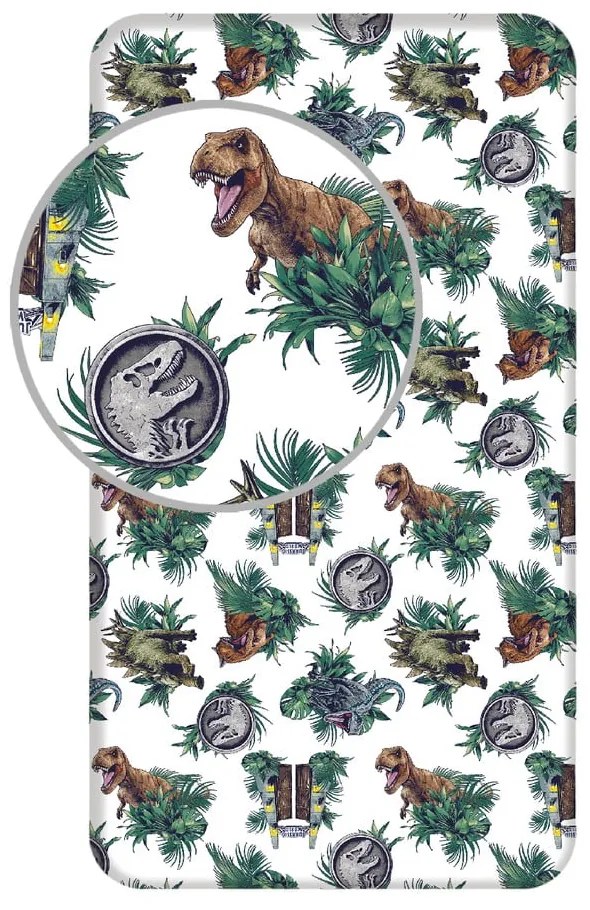 Еластичен памучен детски чаршаф 90x200 cm Jurassic World "Roar" – Jerry Fabrics