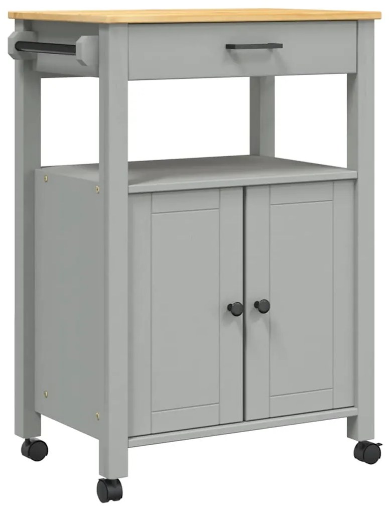 376098 vidaXL Кухненска количка "MONZA" 60x40x88,5 см борово дърво масив