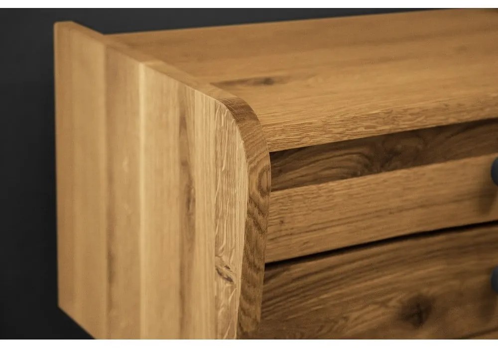 Пейка с чекмеджета от дъбова дървесина със сива седалка Retro - The Beds