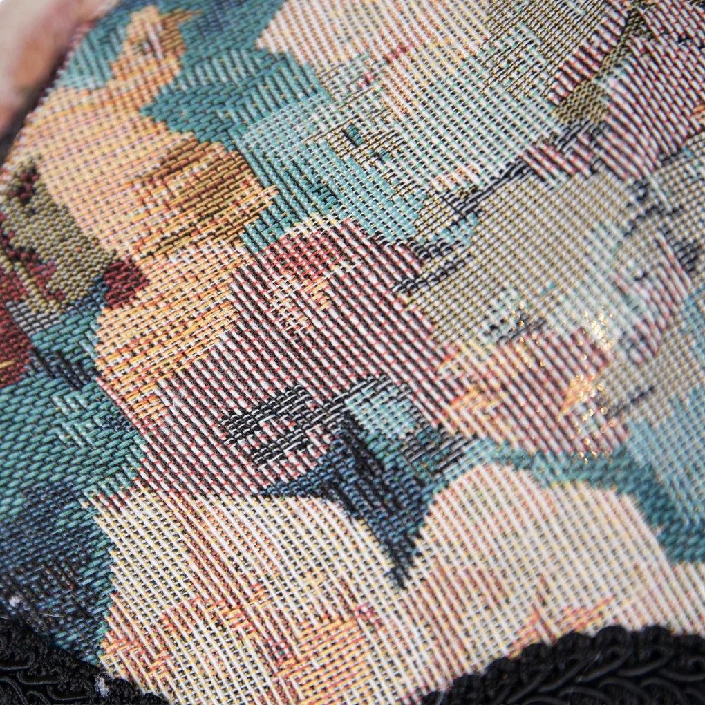 Висяща лампа черна с флорален абажур и бял интериор 31,5 см 3-лампи - Cava