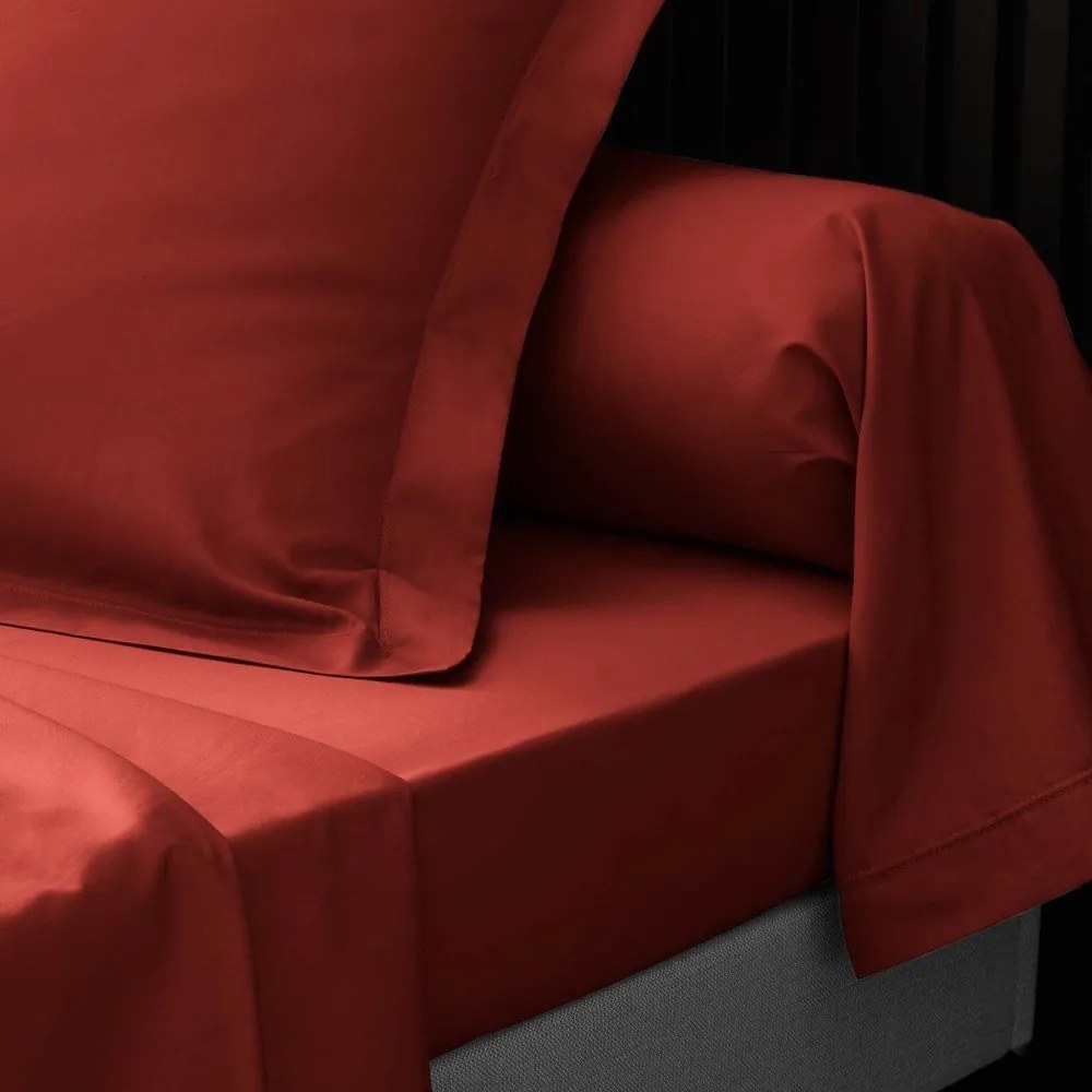 Еластичен чаршаф от памук перкал тухлен 180x200 cm Percaline – douceur d'intérieur