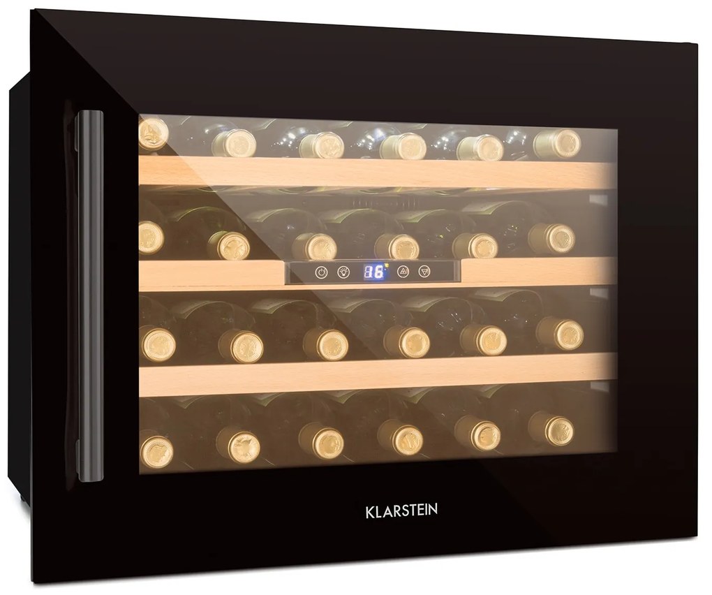 Klarstein Vinsider 24 Onyx Edition, охладител за вино за вграждане, клас на енергийна  ефективност G