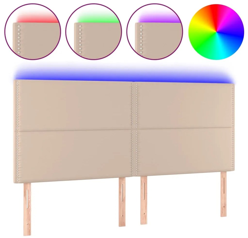 3122391 vidaXL LED горна табла за легло, капучино, 180x5x118/128 см
