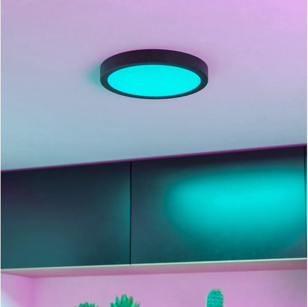 Eglo 901372 -LED RGBW Димируемо опушено таванно осветително тяло FUEVA-Z LED/11,2W/230V 21,1cm IP44 черно