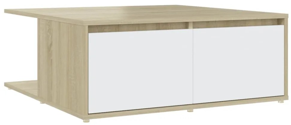 806881 vidaXL Маса за кафе, бяло и дъб сонома, 80x80x31 см, инженерно дърво