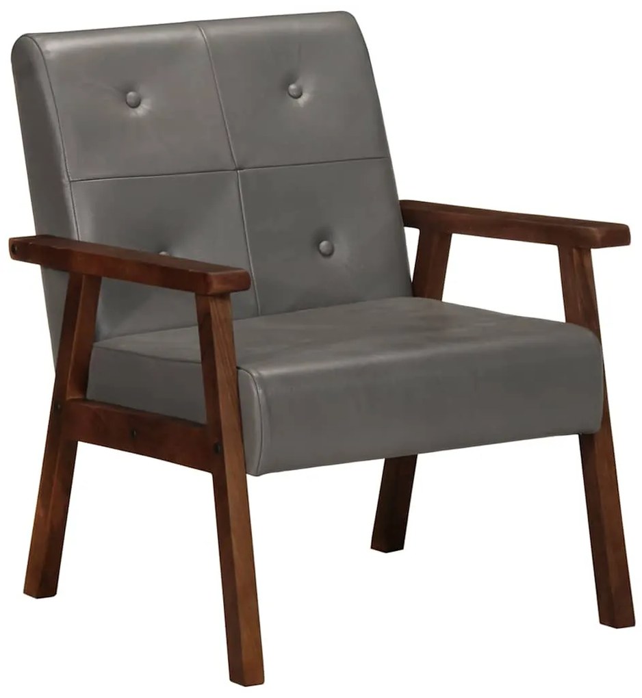 247643 vidaXL Фотьойл, сив, естествена кожа