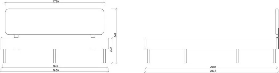 Двойно легло 180x200 cm ПДЧ от декор от орех без табла с включена подматрачна рамка в тъмно естествен цвят Streiko – noo.ma